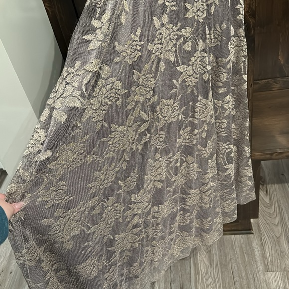 Tahari Full Length Taupe Lace Formal Gown Size 6 - Picture 3 of 10